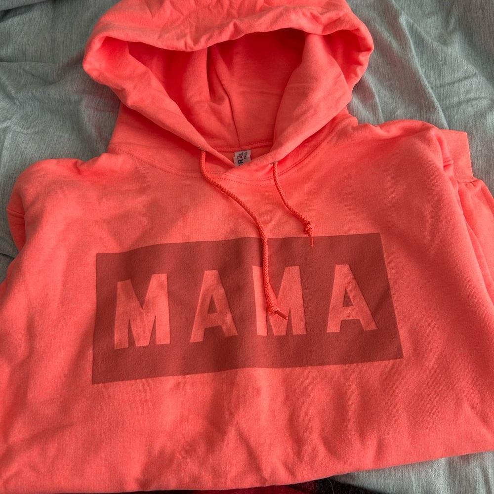 Mama Vibrant Coral Hoodie